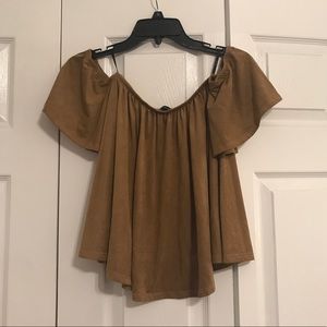Brown off-shoulder suede top - Only worn once!